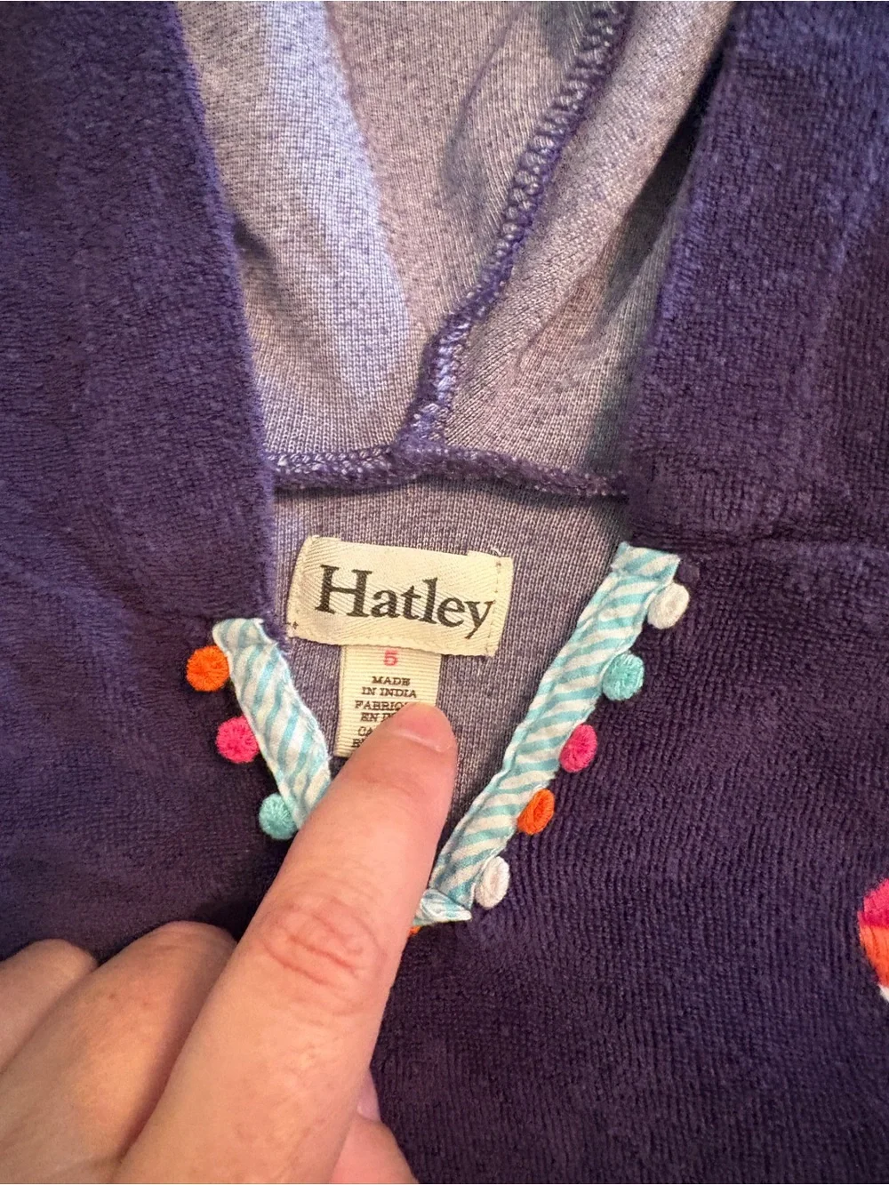 Hatley Navy Hooded Kids Swim Coverup with Rainbow Heart